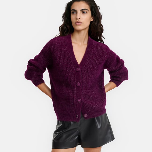 Signatures Gildas Cardigan with V-Neck in Alpaca Mix - LA REDOUTE COLLECTIONS