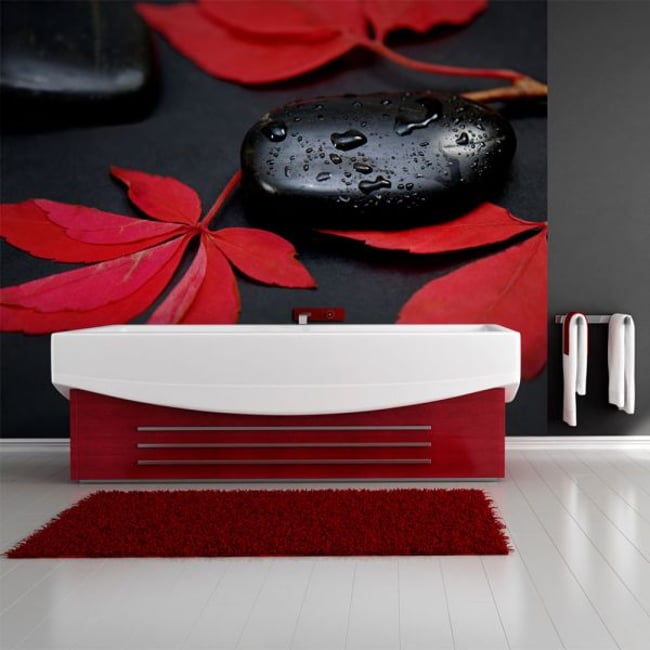 Papier peint intissé panoramique Paysage Intensité du rouge : zen Couleur noir <span itemprop=