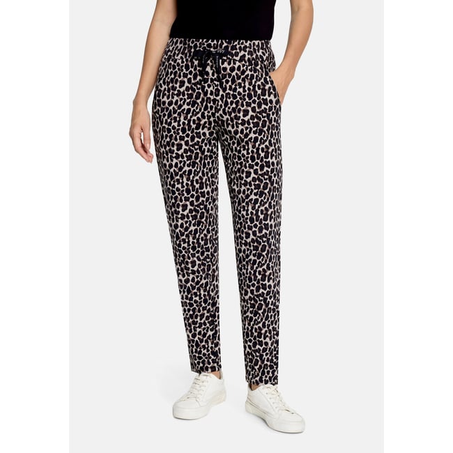 Pantalons de jogging à taille élastique noir/beige <span itemprop=