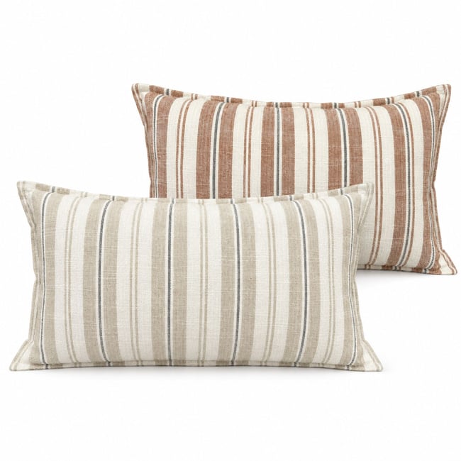 Housse de coussin  recto-verso 100% coton rayures tapissier LOURMARIN - QABANE - HOME MAISON