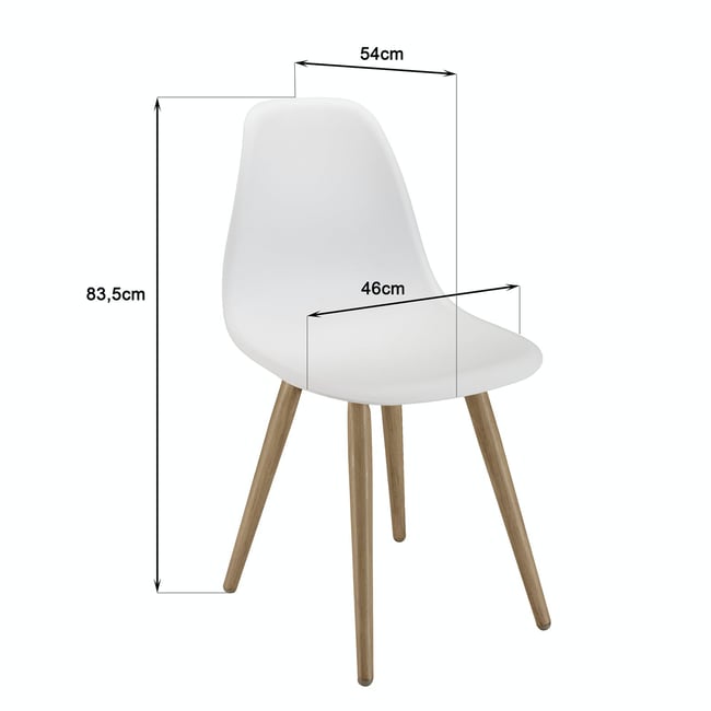 Chaise de jardin style scandinave assise blanche pieds couleur naturelle (lot de 2) GIJON blanc <span itemprop=