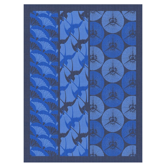 Torchon Yukata Indigo 57x74 100% coton bleu indigo <span itemprop=