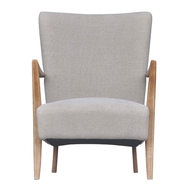 Fauteuil de salon chêne et lin, Jacques Couleur gris clair <span itemprop=