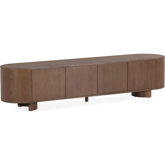 Meuble tv en chêne aux lignes arrondies Couleur brun <span itemprop=