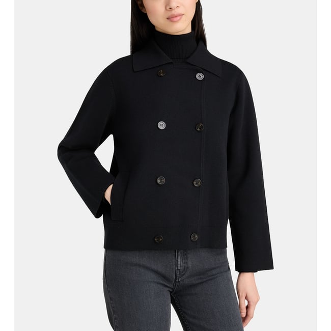 Veste droite osmond maille double boutonnage noir <span itemprop=