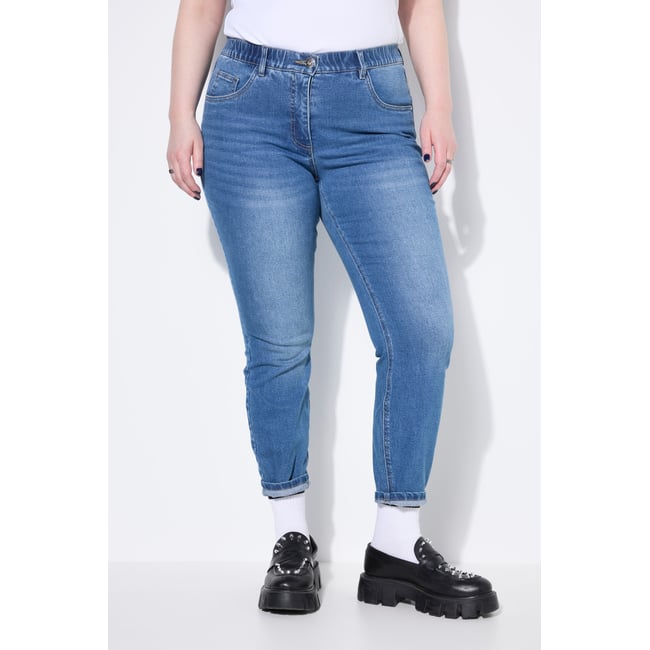 Jean Skinny taille haute, coupe 5 poches bleu jean <span itemprop=