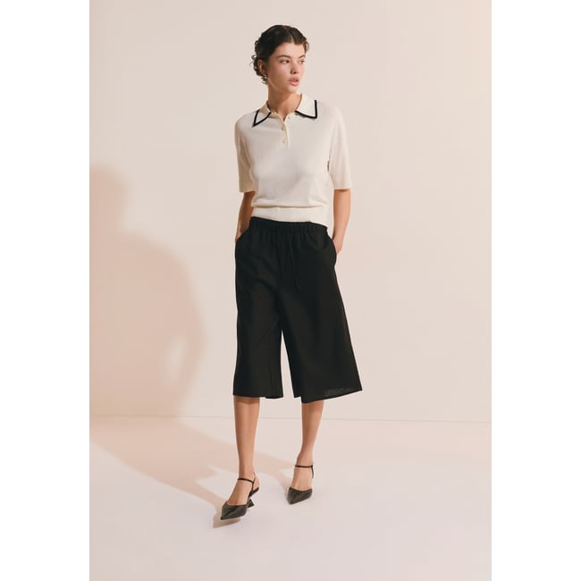 Jupe-culotte en lin mélangé BOLIVIO noir <span itemprop=