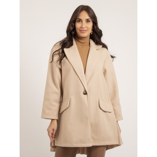 Manteau Mi-long Plissé Ulbad beige <span itemprop=