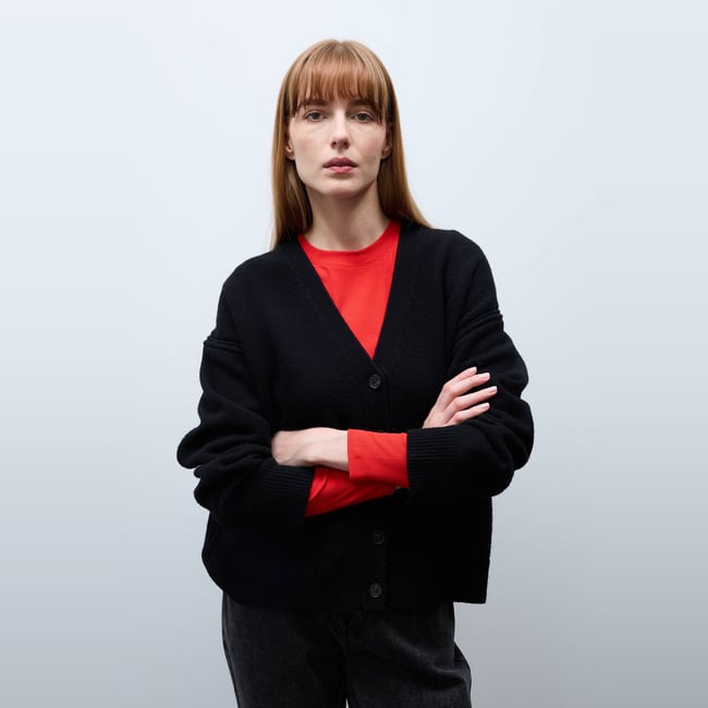 Cardigan boutonné manches longues en laine - MONOPRIX