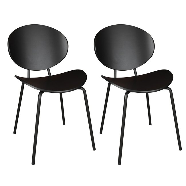 Lot de 2 chaises en bois foncé et pieds en métal, GASPARD - NOW'S HOME