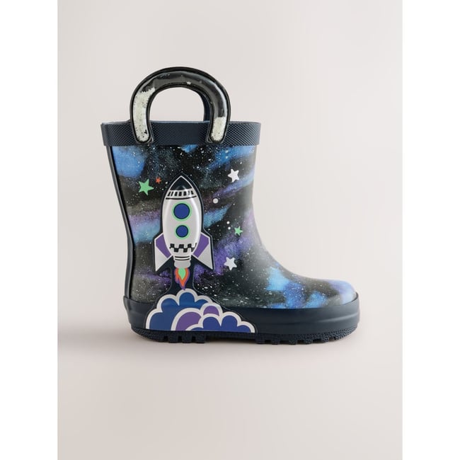 Bottines en caoutchouc à enfiler poignées bleu marine <span itemprop=