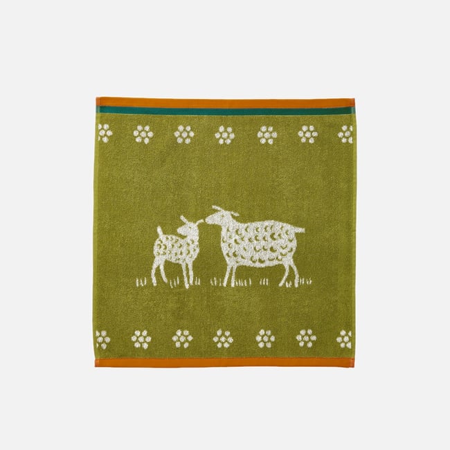 Essuie-mains éponge jacquard MOUTON vert <span itemprop=