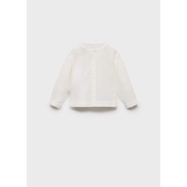 Chemise coton et lin blanc cassé <span itemprop=