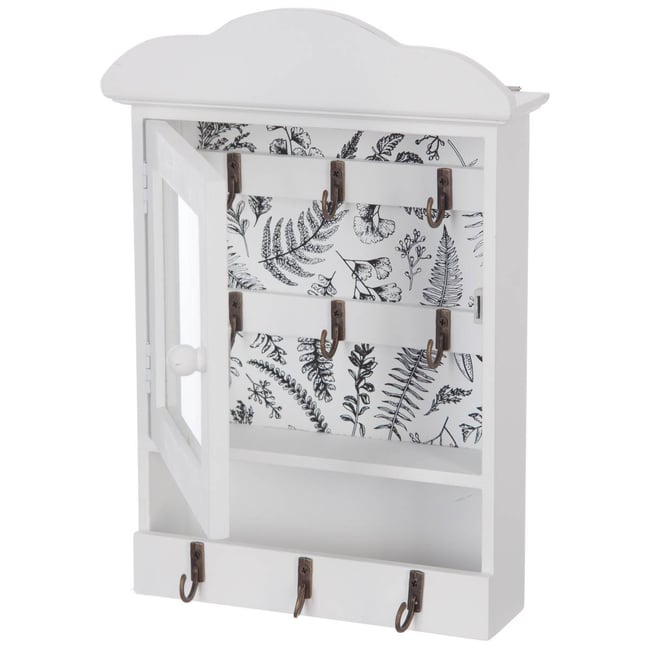 Boîte à clés en bois vitrée BEAU MANOIR Couleur blanc <span itemprop=