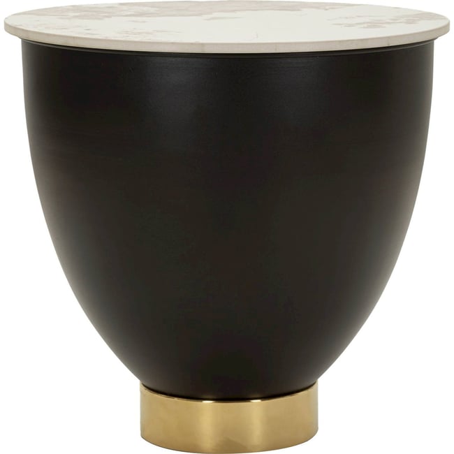 Table basse ronde céramique effet marbre MODERN Couleur brun noir, or et effet marbre <span itemprop=