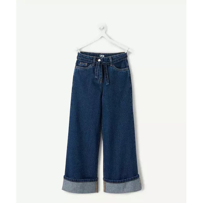 Jean large avec grands revers denim brut <span itemprop=