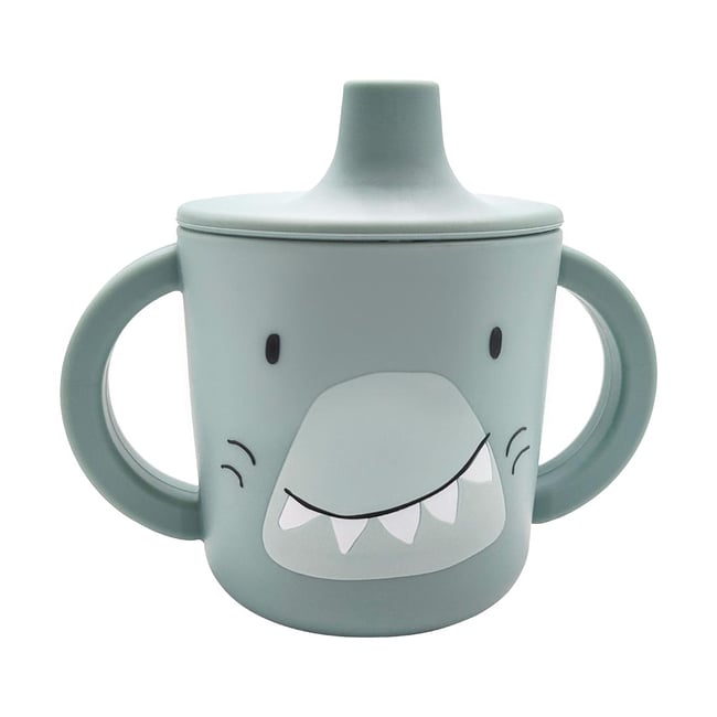 Tasse d'apprentissage en silicone gris <span itemprop=