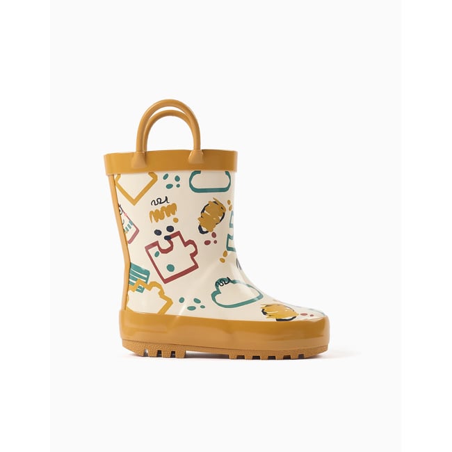 Bottes de pluie avec anses et imprimé jaune <span itemprop=