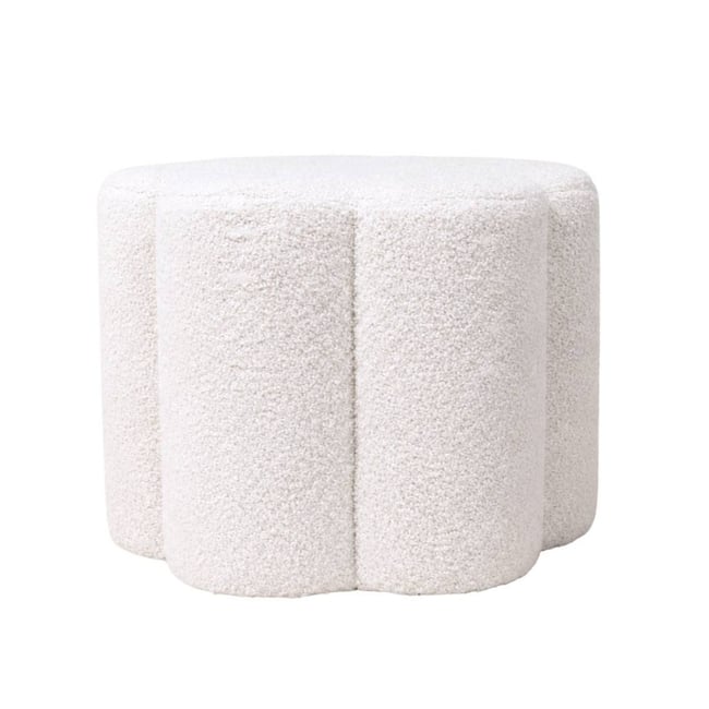 Pouf bouclette fleur 37xh30cm Couleur blanc <span itemprop=