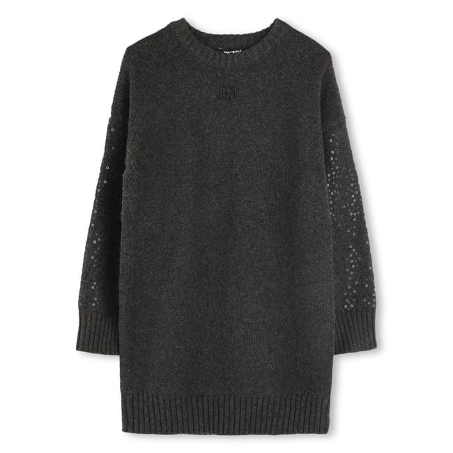 Robe tricotée zinc <span itemprop=