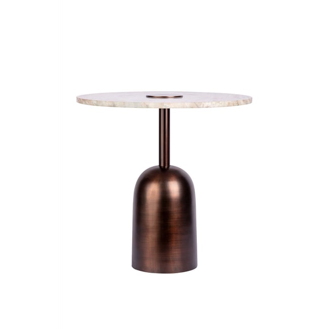 Table d'appoint ronde en marbre, HARRY Couleur cuivre et blanc marbré <span itemprop=