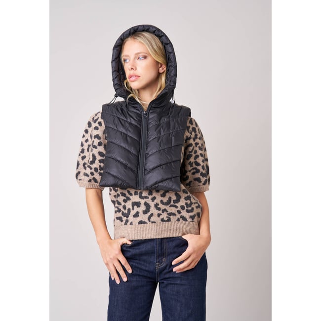 Capuche femme matelassée HOODIE black <span itemprop=