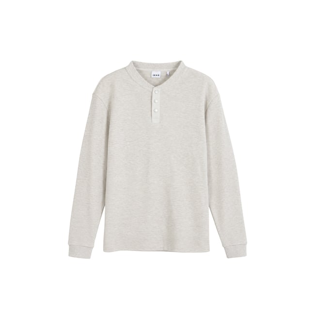 Tee-shirt maille gaufrée et pressions beige <span itemprop=