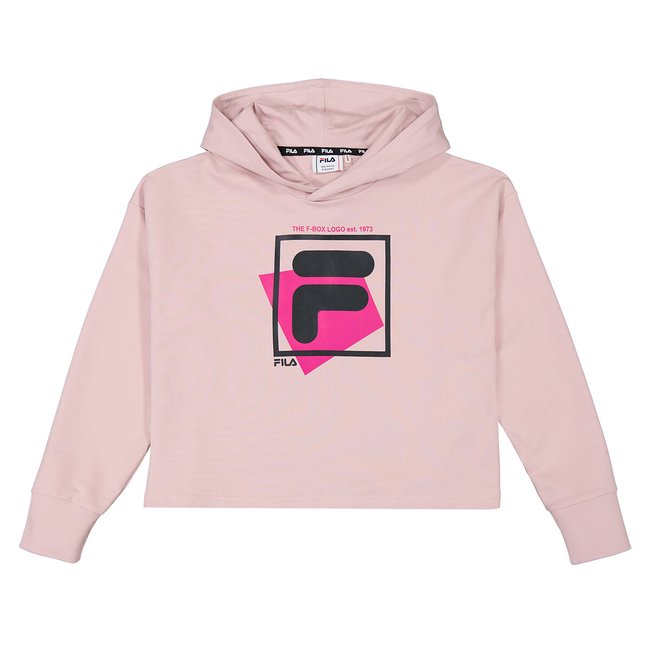 Sweat à capuche court rose <span itemprop=