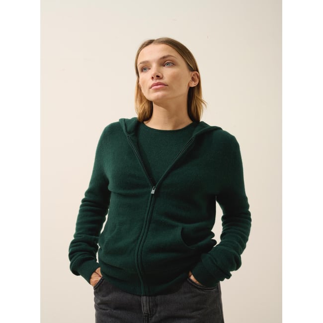 Gilet Zippé Capuche Cyprès Debbie vert foncé <span itemprop=