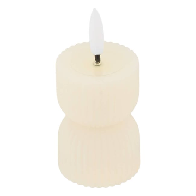 Bougie LED Fancy ronde H.9cm beige - ATMOSPHERA