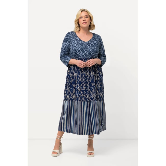 Robe en jersey coupe trapèze à mélange de marine <span itemprop=
