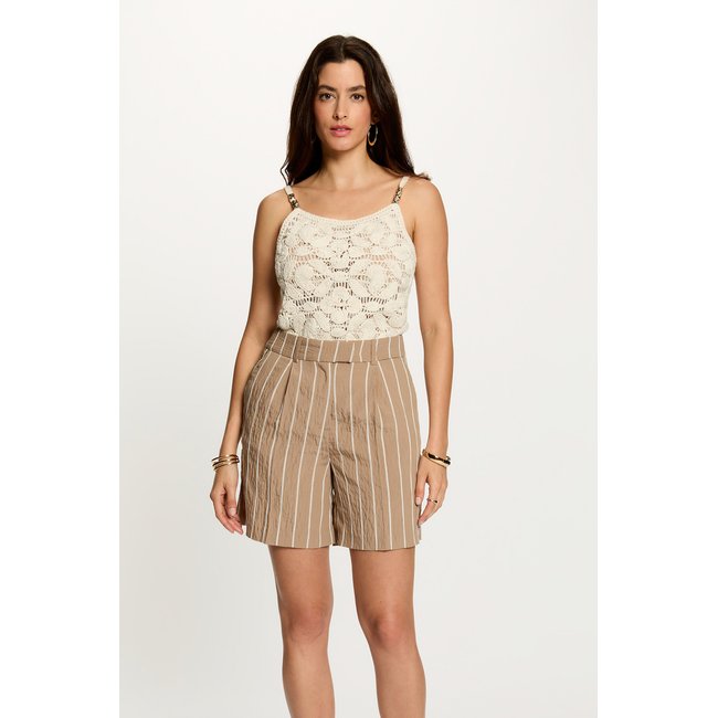 Top ajusté bretelles fines beige clair <span itemprop=