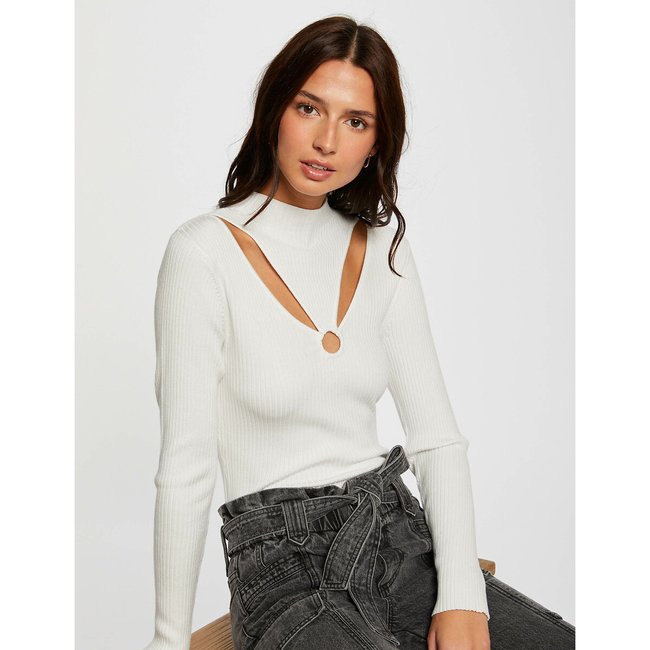 Maglione maniche lunghe con aperture off white MORGAN