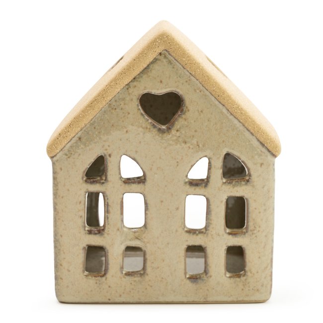 Ceramic House Tealight Holder, beige, SO'HOME