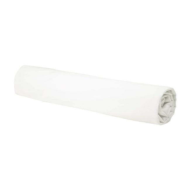 Drap housse en percale de coton lavé bonnet 30cm, DOUCEUR LAVÉE - BLANC CERISE
