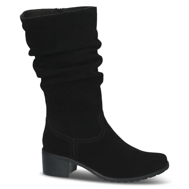 Bottine en cuir noir suède <span itemprop=