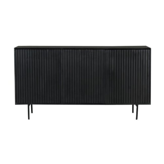 Buffet 3 portes rainurées en bois CORTINA Couleur noir <span itemprop=