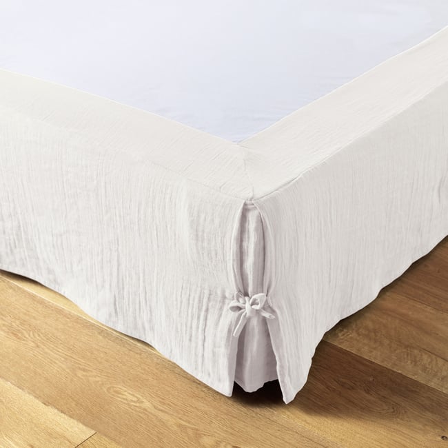 Cache sommier, en 100 % Gaze de coton, avec volant 30 cm chantilly <span itemprop=