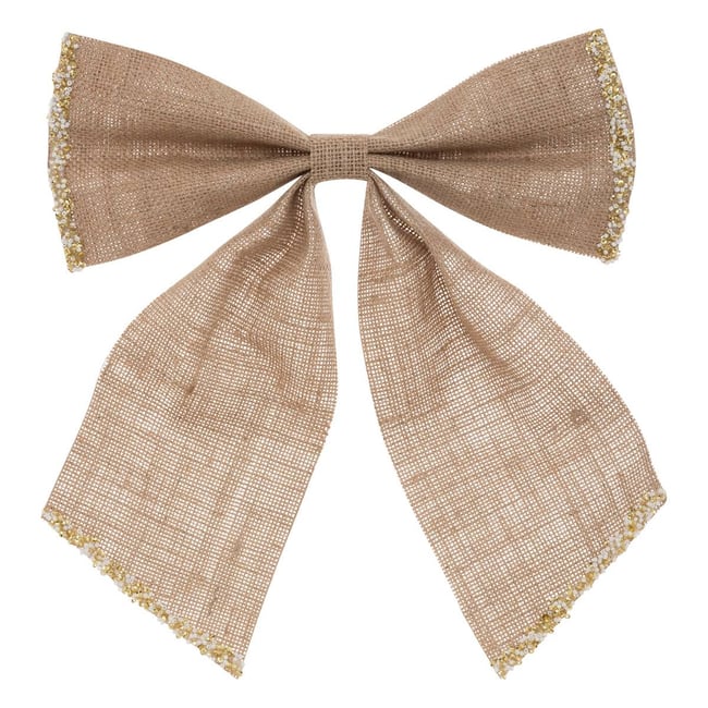 Noeud déco givré 28 x 34 cm jute beige Couleur beige ficelle <span itemprop=