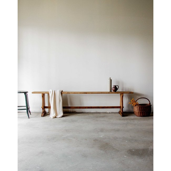 Grand banc en chêne Antoine N°185 - Bon état Couleur bois <span itemprop=