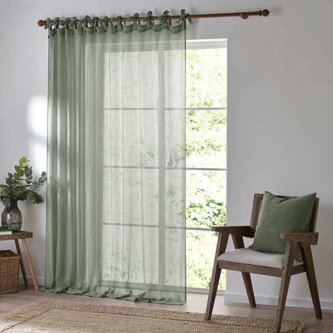Nimbus Sheer Tie Top Curtain Panel, eucalyptus, YARD