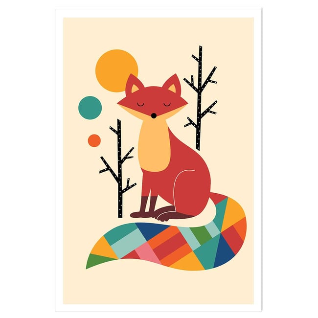 Affiche enfant rainbow fox - HEXOA