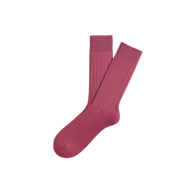 Chaussettes en laine et cachemire Uni Fuchsia fushia <span itemprop=