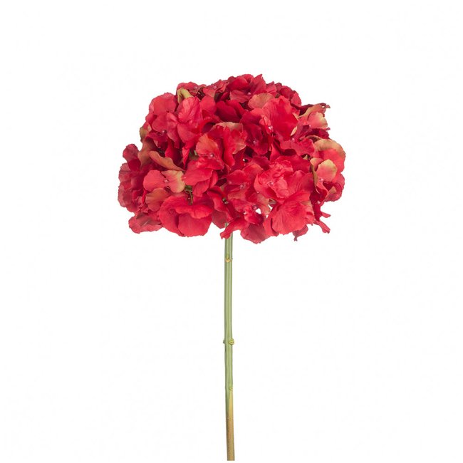 Tige d'hortensia artificielle H50 Couleur rouge <span itemprop=