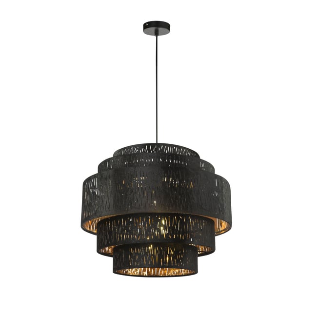 Suspension boule en velours ajouré TUXON Couleur noir <span itemprop=