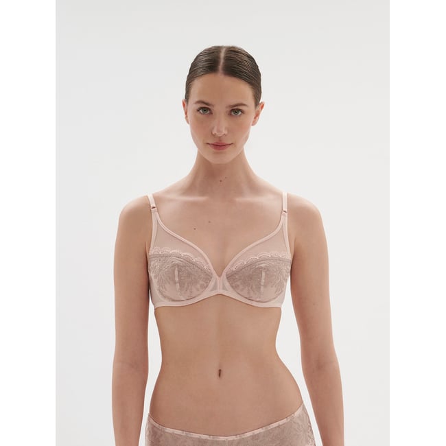 Soutien-gorge armature décolleté plongeant, SINGULIÈRE nude <span itemprop=