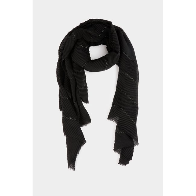 Foulard plissé métallisé noir <span itemprop=