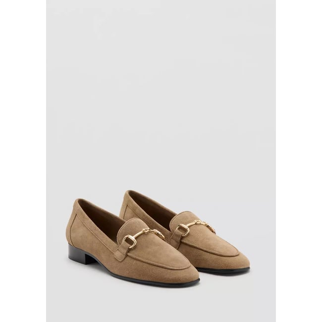Mocassins en daim à boucle sable <span itemprop=
