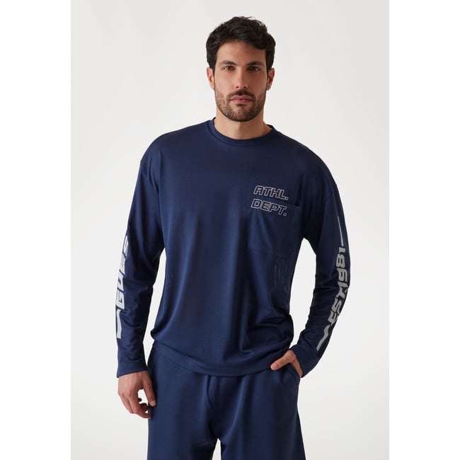 T-Shirt Mesh Oversize bleu foncé <span itemprop=
