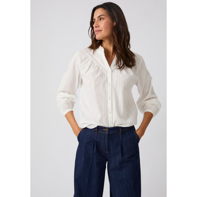 Chemisier jacquard reliéfé blanc cassé <span itemprop=